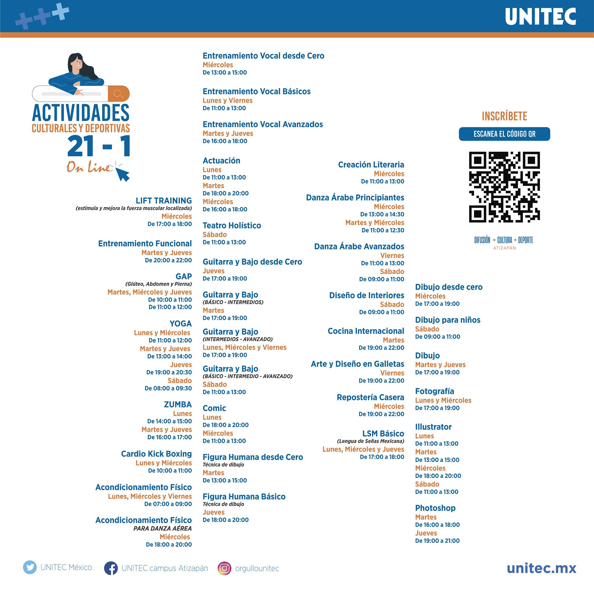 Horarios De Cultura Y Deportes Unitec Campus Atizap N Comunidad Unitec