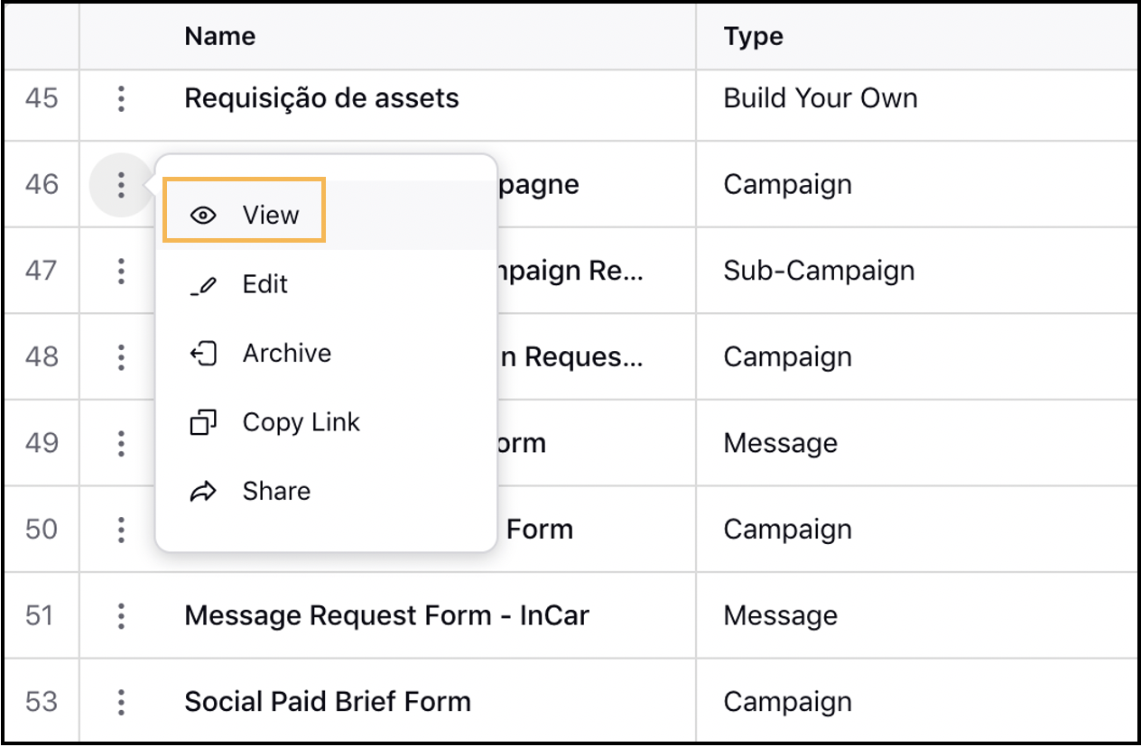To View a Request Form