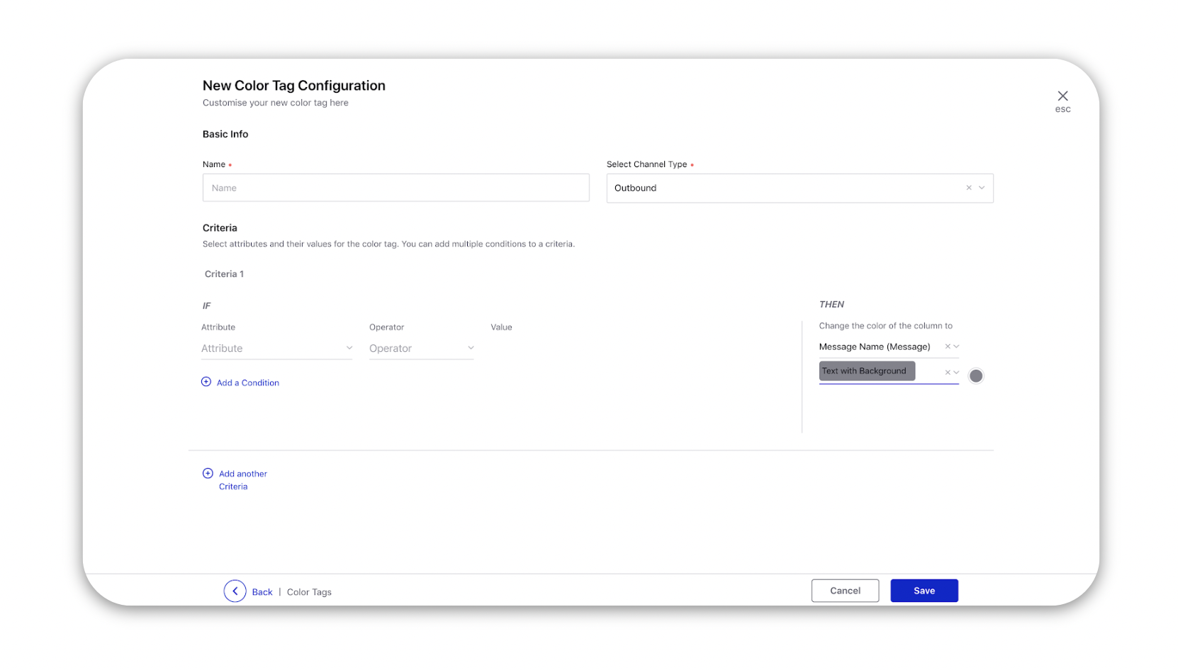 Configuring a New Color Tag