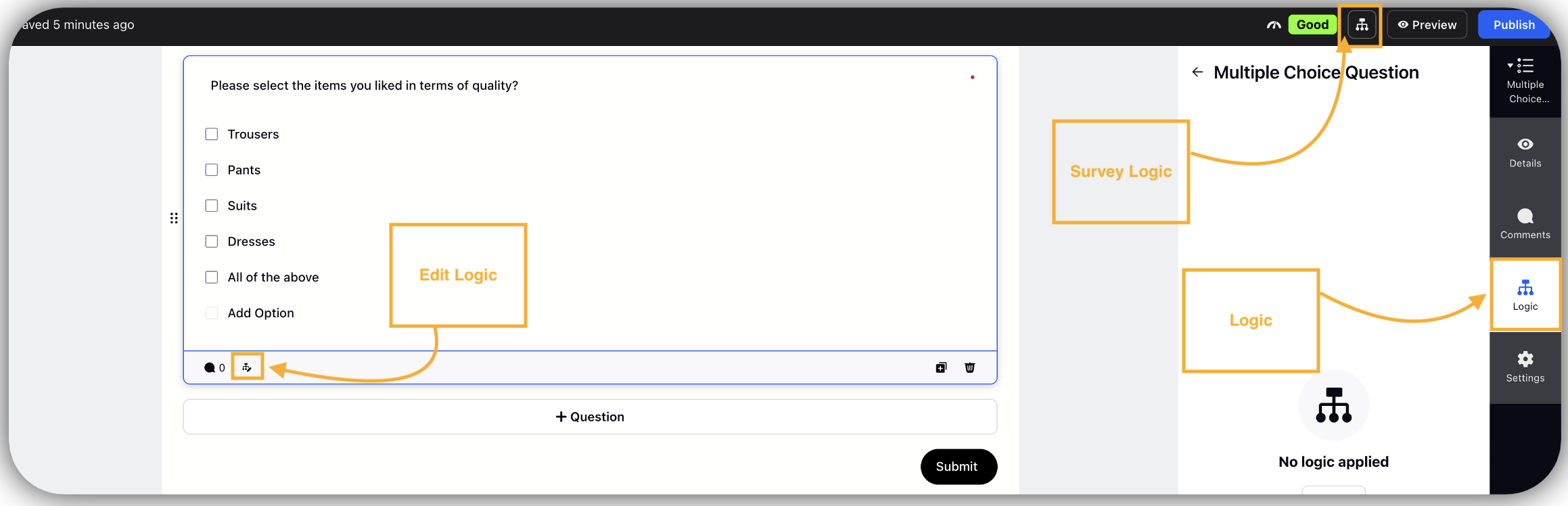 Navigation to Logic Page