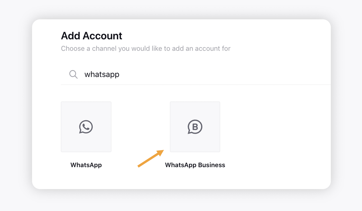 Selecting whatsApp business