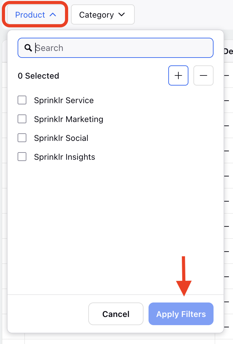 Select Product filters.