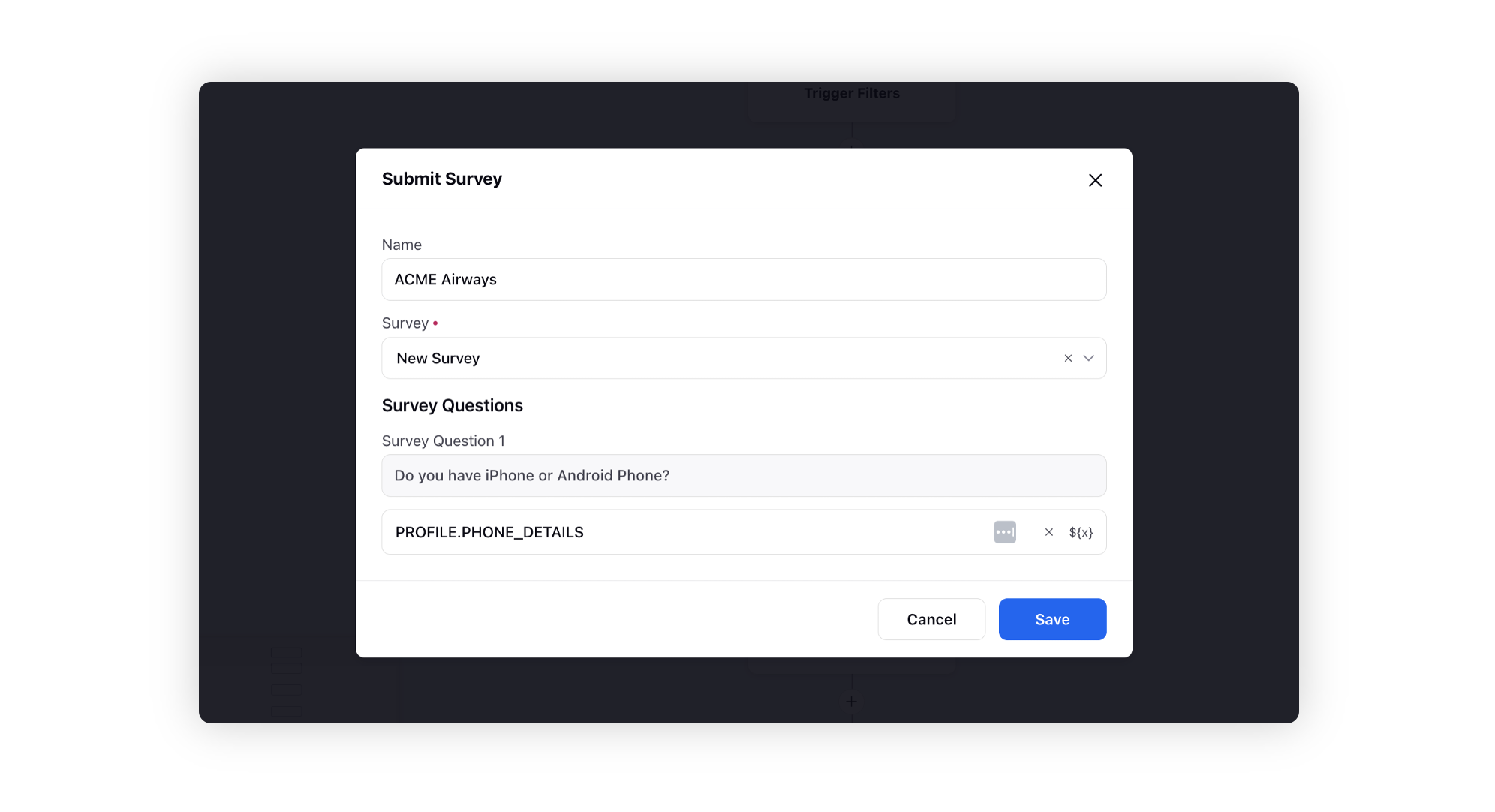 Start Conversational Survey in Conversational AI