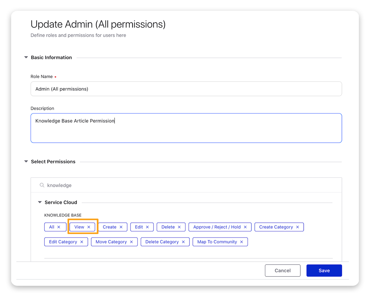 Knowledge Base Article Permission in Agent Console