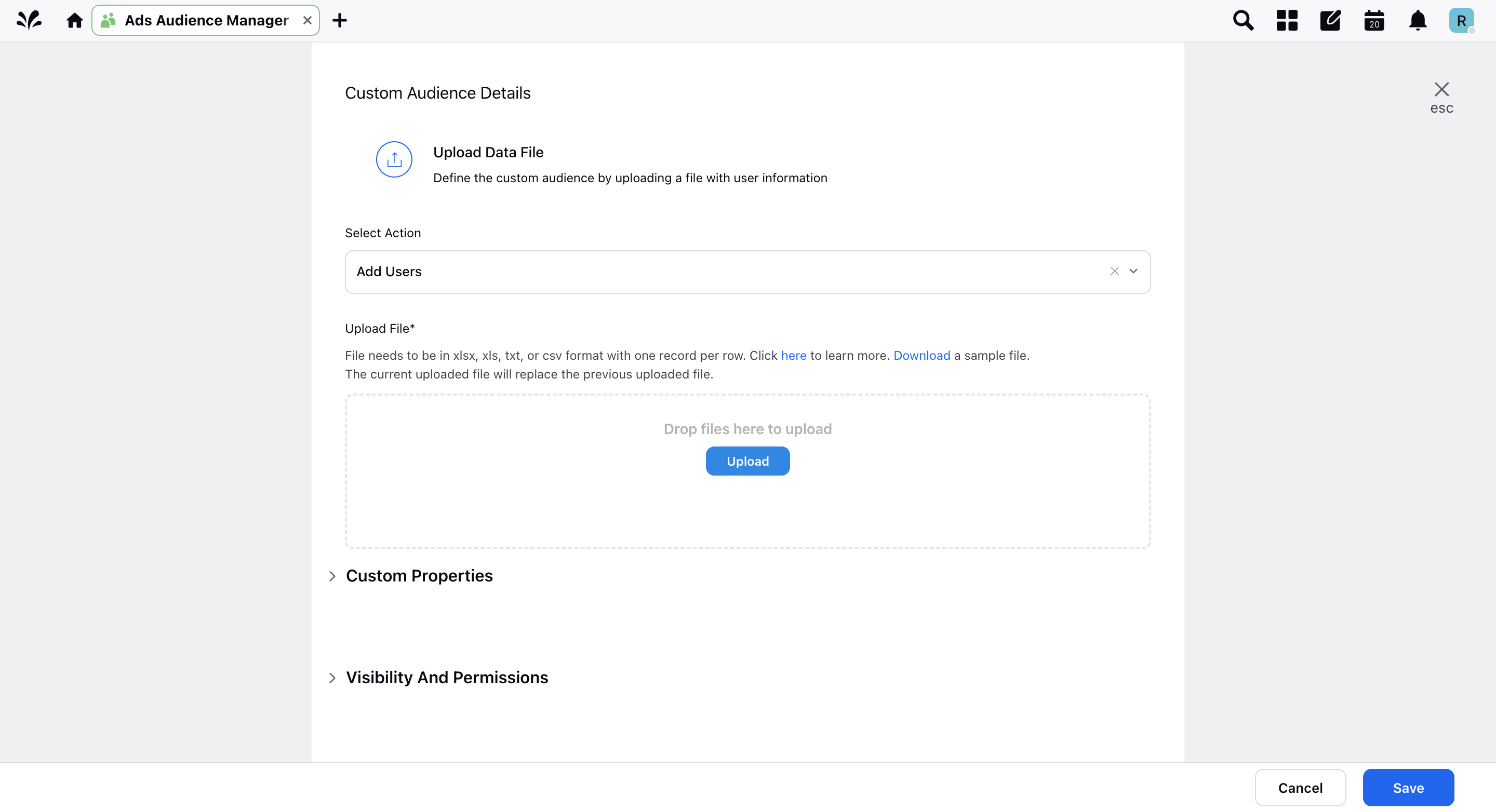 Upload Data File for Facebook Custom Audience