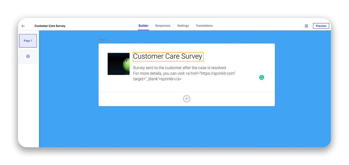 Adding customer care survey