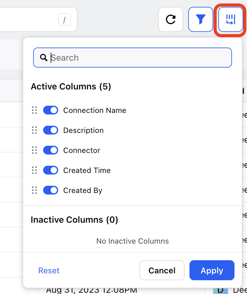 customize columns.