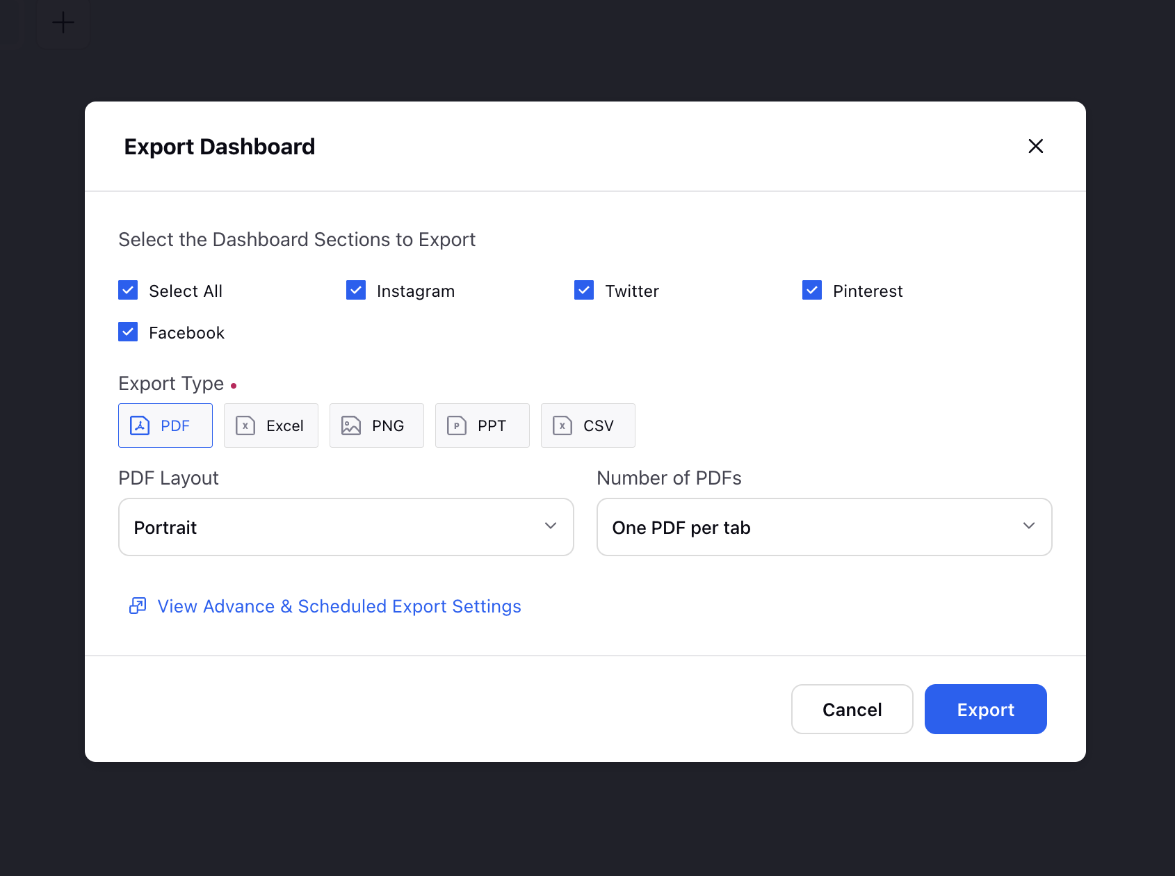 Section Wise Exporting Dashboard 