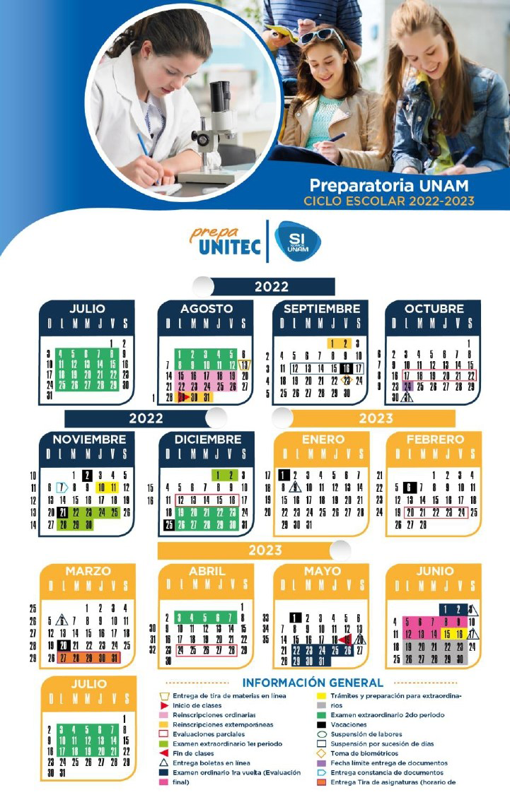 Calendario Escolar Preparatoria UNAM Comunidad UNITEC