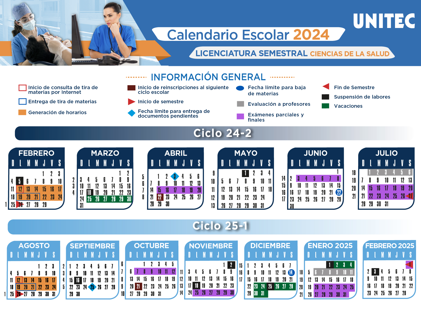 ‎Calendario Escolar 2024 Ciencias de la Salud Comunidad UNITEC